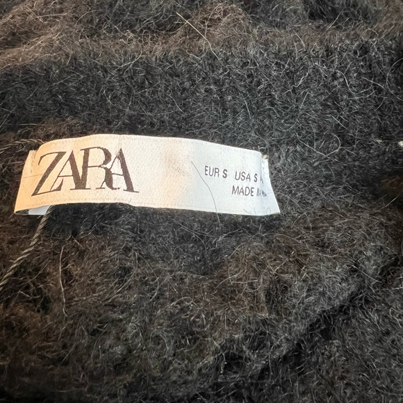 Zara Black Lace Open Knit Alpaca Blend Sweater Sheer Boho Lagenlook Layer - Picture 3 of 5